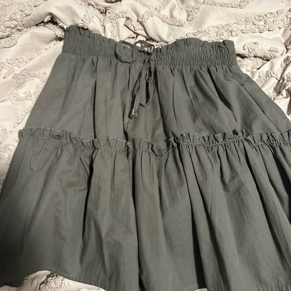 Olive Green Tiered Skirt